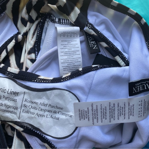 Lauren Ralph Lauren Zebra Shirred Side Tab hipster and underwire bikini size 6 - Picture 6 of 8